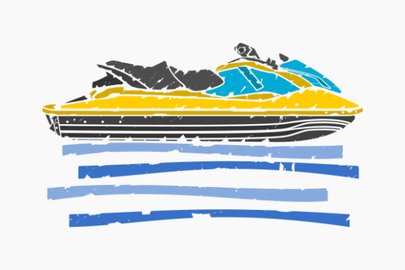 Brushed Personal Watercraft on Water: Elevating Design with Dynamic Vector Art