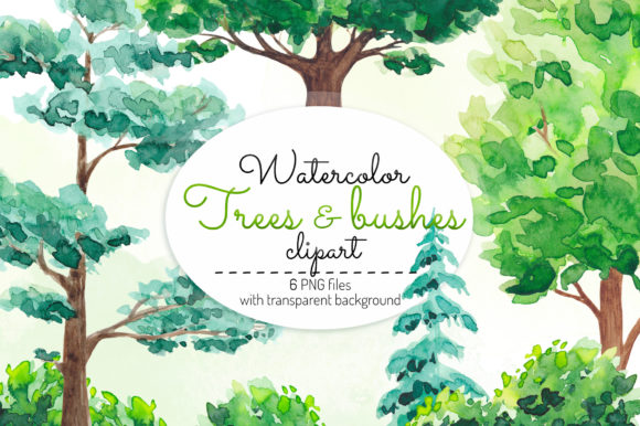 Enhancing Digital Creativity with High-Resolution Watercolor Trees Clipart
