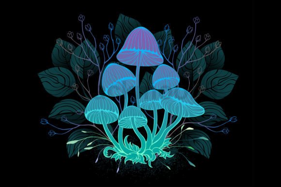 Toadstools in Bushes: A Dark Fantasy Asset